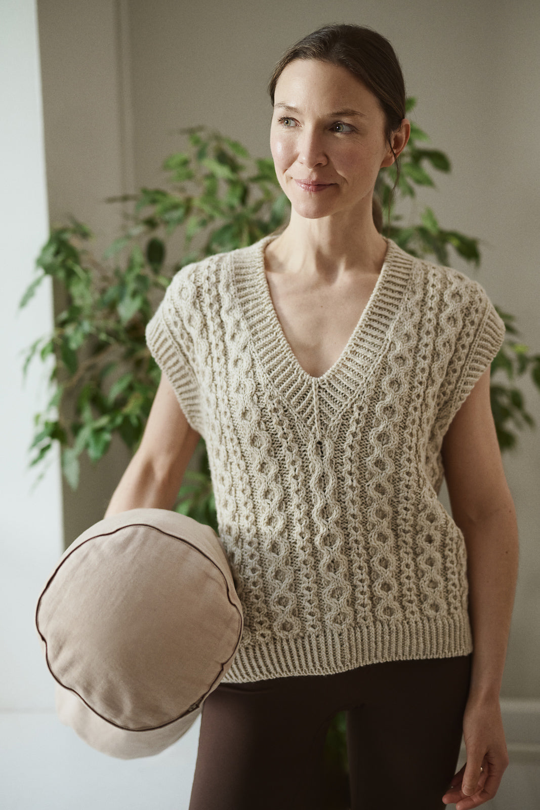 Mantra Vest | warm cable pattern made from Arctic Wool by Novita