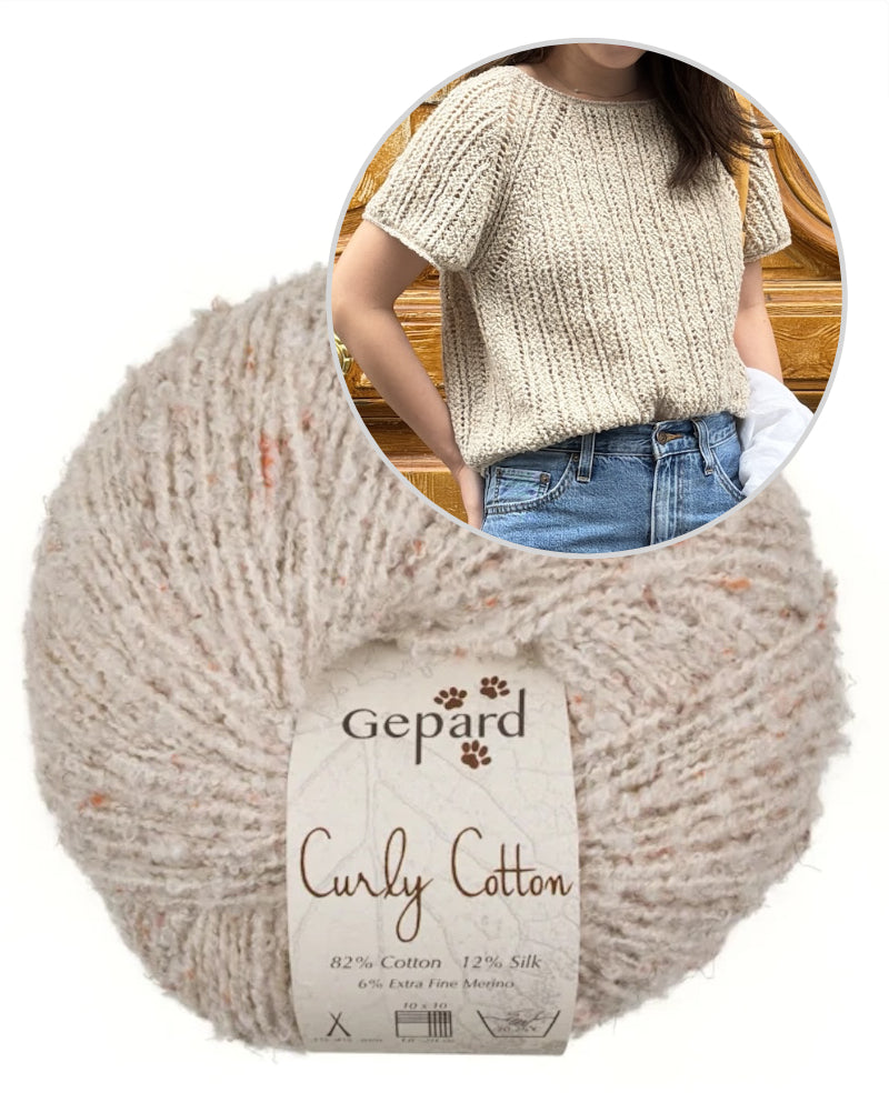 Top Sablé | fines rayures bouclées en Curly Cotton de Gepard Garn