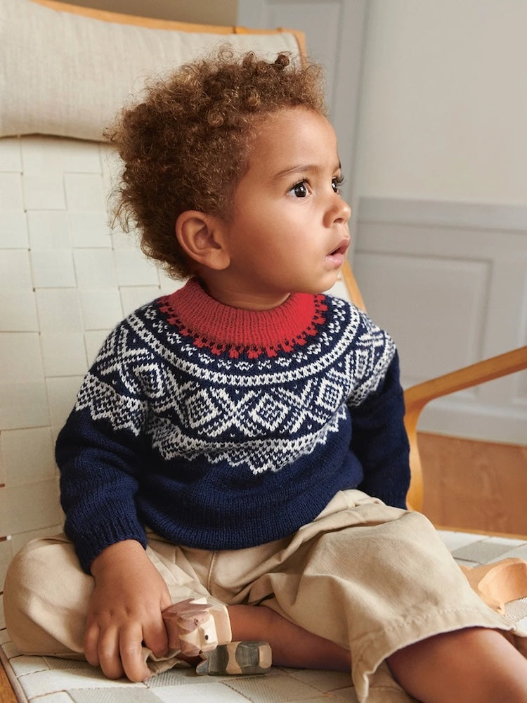 Marius Sweater Baby - dreifarbig | klassisches Norwegermuster aus Sunday von Sandnes Garn