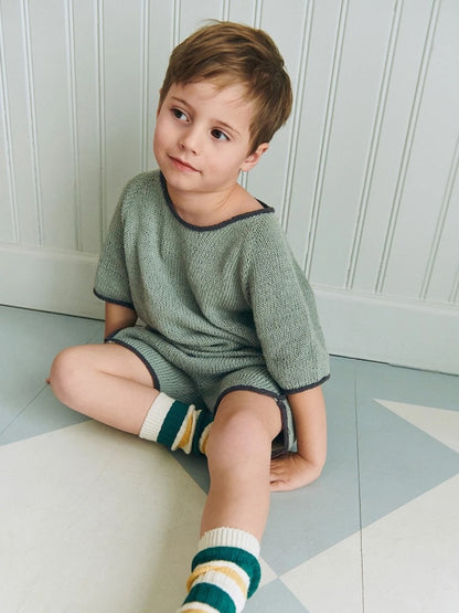 Jonathan Set Junior | bandes contrastantes sportives en Line de Sandnes Garn