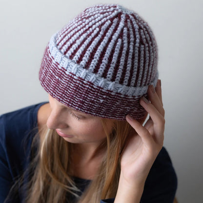 Bonnet côtelé en point de godron | motif côtelé bicolore avec Cashmere Charis de Pascuali
