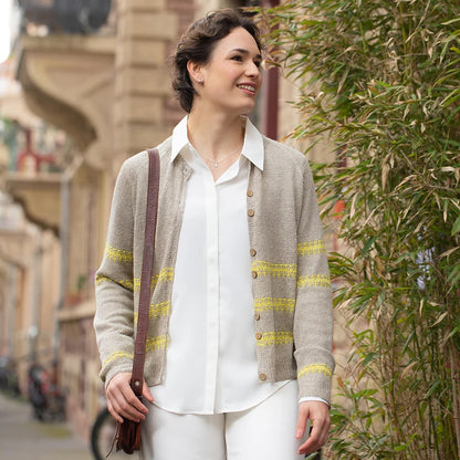 Sunline Cardigan | texturiert sommerliche Streifen aus Linen Bloom von Pascuali