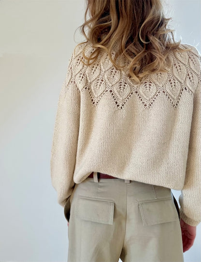 Ella Sweater | feines Blattmuster aus Alpakka Ull von Sandnes Garn
