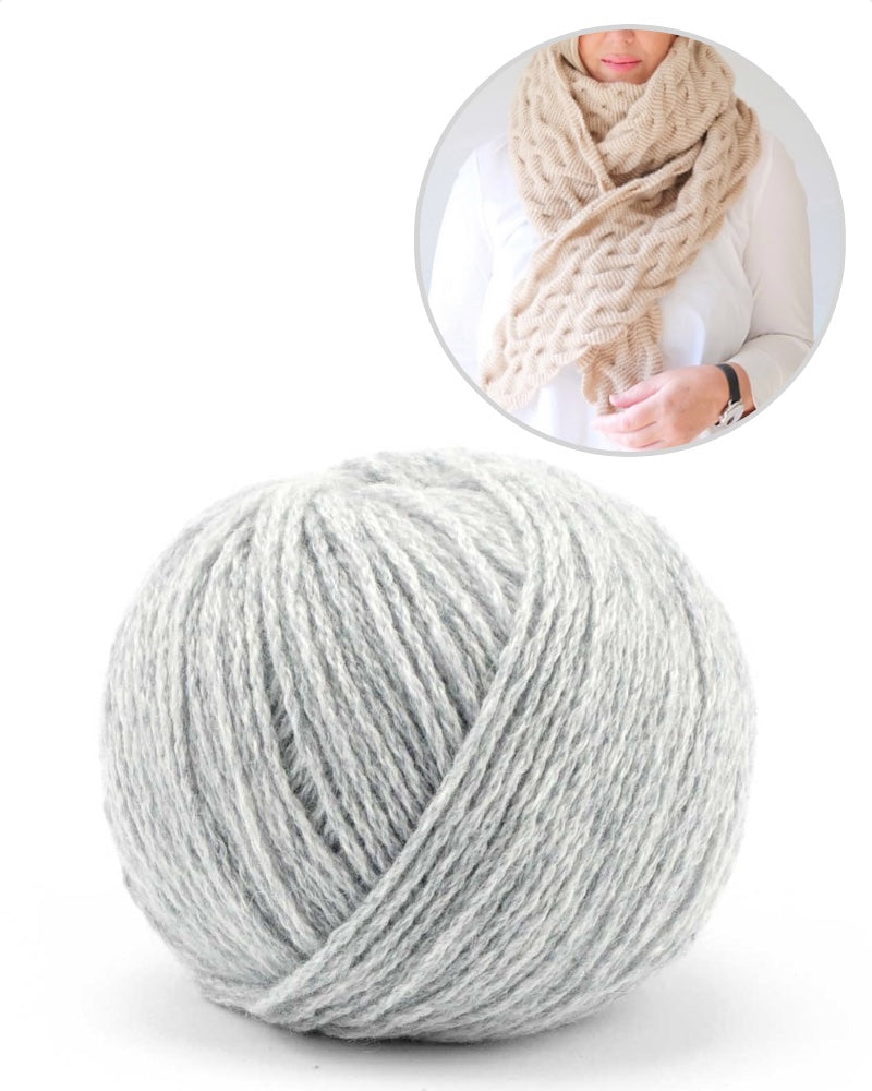 ChrisBerlin Focaccia Shawl mit Bio Cashmere 6/28 feder