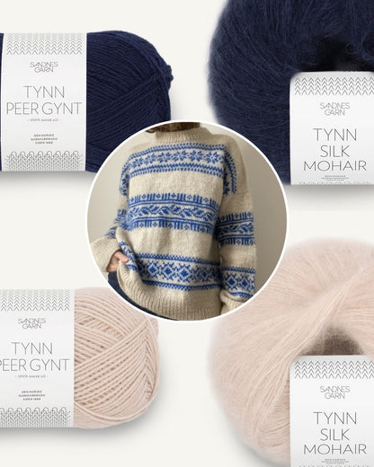 Porcelain Sweater | Porzellan-Muster aus Tynn Peer Gynt und Tynn Silk Mohair von Sandnes Garn
