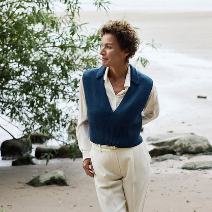 Waymark Vest | peenike Rosy Green Wooli Cheeky Merino Joy lõngast kootud vest