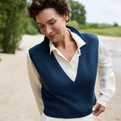 Waymark Vest | peenike Rosy Green Wooli Cheeky Merino Joy lõngast kootud vest