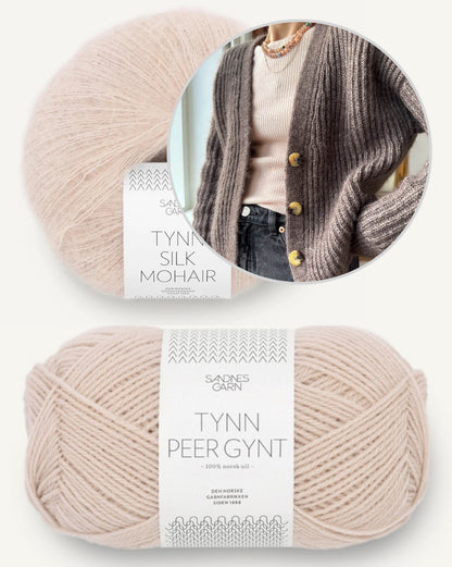 Cardigan Agnete | cardigan classique en motif verni avec Tynn Peer Gynt et Tynn Silk Mohair de Sandnes Garn 
