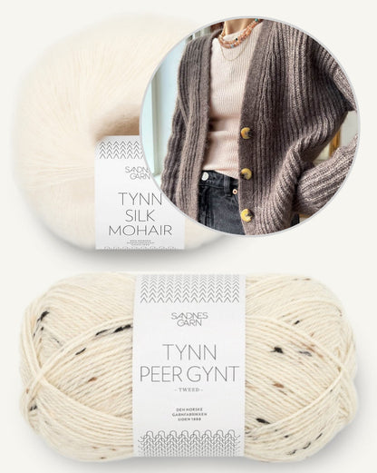 Cardigan Agnete | cardigan classique en motif verni avec Tynn Peer Gynt et Tynn Silk Mohair de Sandnes Garn 