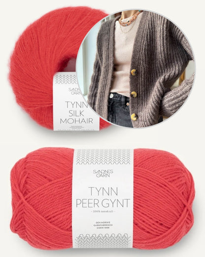 Cardigan Agnete | cardigan classique en motif verni avec Tynn Peer Gynt et Tynn Silk Mohair de Sandnes Garn 