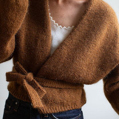 Fold aptinamā jaka | sievišķīga aptinamā jaka no Sandnes Garn Atlas un Tynn Silk Mohair
