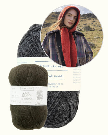 Briar Hood | romantischer Kapuzenschal aus Le Lambswool und Le Petit Silk & Mohair von Biches & Bûches