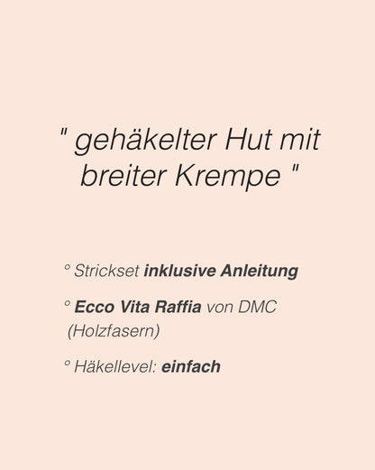 Cambodia Hat | gehäkelter Hut mit breiter Krempe aus Eco Vita Raffia