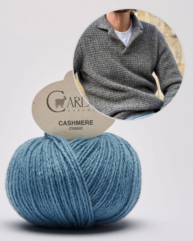 The Cashmere-Waffle Polo | waffle pattern from Classic Cashmere by Cardiff