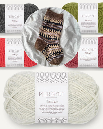 Chaussette de Noël Celeste | avec un joli motif norvégien en Peer Gynt de Sandnes Garn
