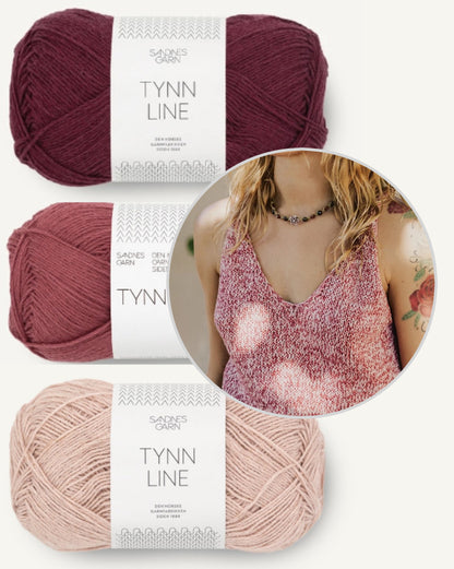 Haut corail | facile et rapide à tricoter avec trois fils de Tynn Line de Sandnes Garn