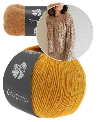 Ann-Kathrin Stoll Cozy Cable Sweater mit Ecopuno und Setasuri von Lana Grossa 12