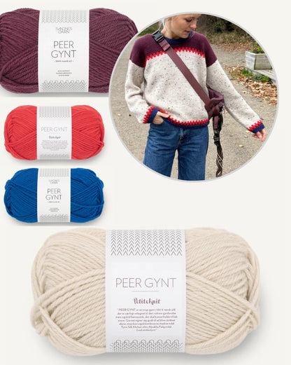 Cross Sweater | mit roten Kreuzen aus Peer Gynt von Sandnes Garn