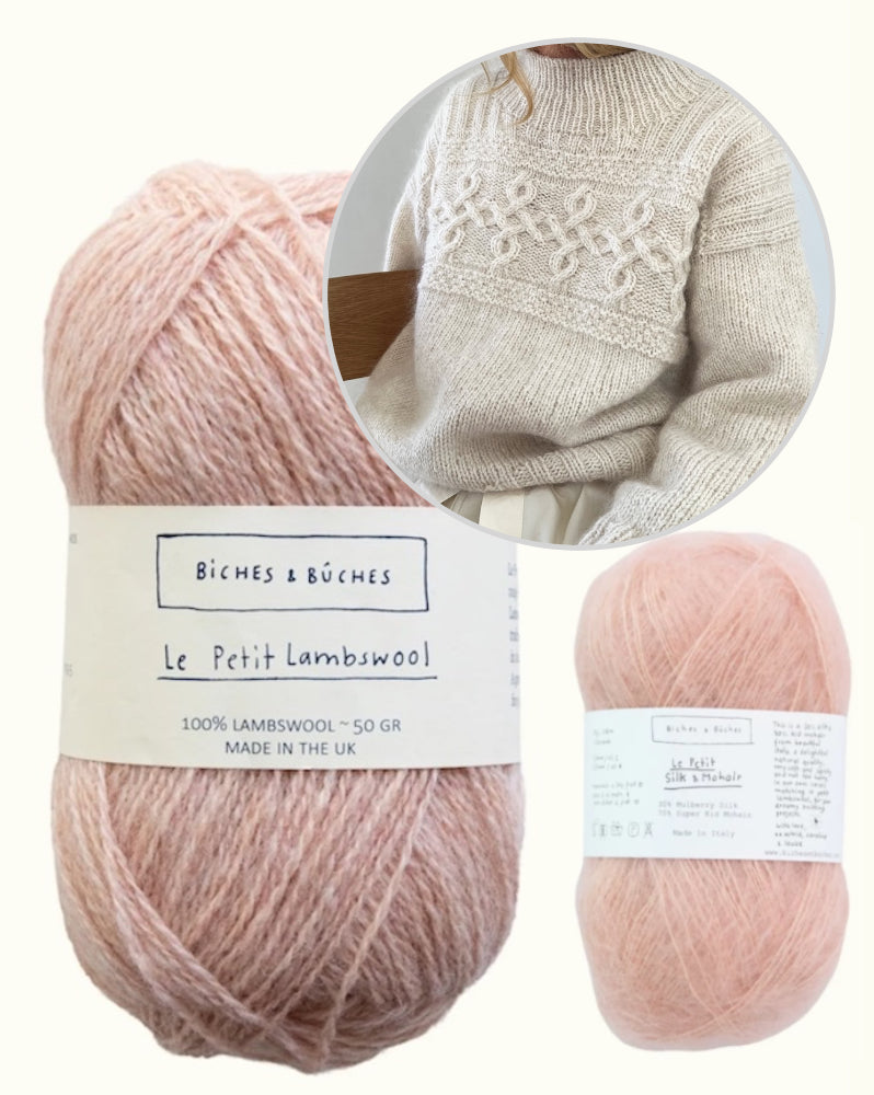 Edith džemperis | brīvi krītošs, mūžīgs pīņu raksts no “Le Petit Lambswool” un “Le Petit Silk & Mohair” dzijām, ko piedāvā Biches & Bûches