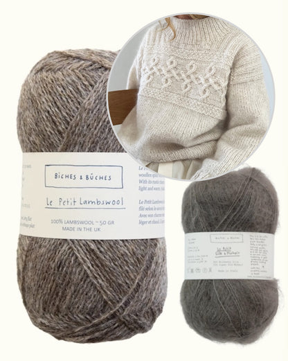 Edith džemperis | brīvi krītošs, mūžīgs pīņu raksts no “Le Petit Lambswool” un “Le Petit Silk & Mohair” dzijām, ko piedāvā Biches & Bûches