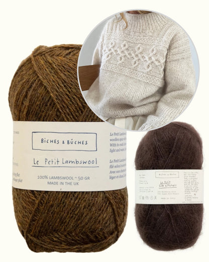 Edith džemperis | brīvi krītošs, mūžīgs pīņu raksts no “Le Petit Lambswool” un “Le Petit Silk & Mohair” dzijām, ko piedāvā Biches & Bûches
