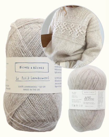 Edith džemperis | brīvi krītošs, mūžīgs pīņu raksts no “Le Petit Lambswool” un “Le Petit Silk & Mohair” dzijām, ko piedāvā Biches & Bûches