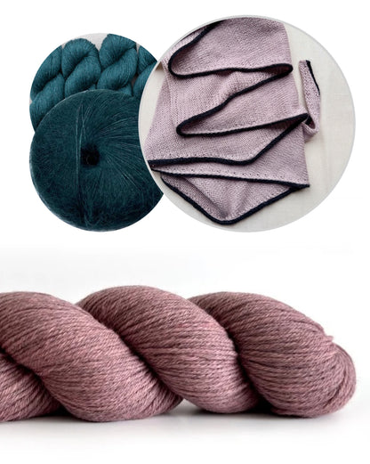 Det enkleste sjal med en lille linje | af Cheeky Merino Joy fra Rosy Green Wool med Pinta og Mohair Bliss fra Pascuali