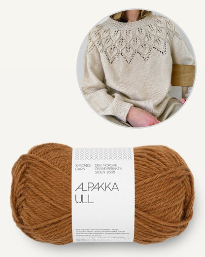 Ella Sweater | feines Blattmuster aus Alpakka Ull von Sandnes Garn