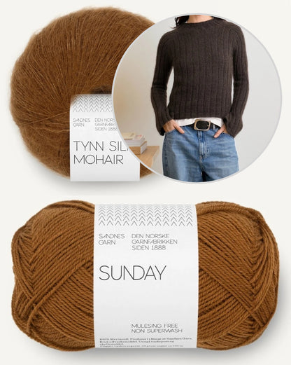 Elva Sweater | pull côtelé fin en Sunday et Tynn Silk Mohair de Sandnes Garn