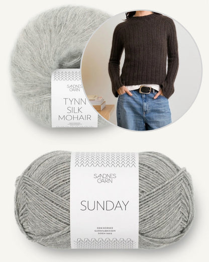 Elva Sweater | pull côtelé fin en Sunday et Tynn Silk Mohair de Sandnes Garn