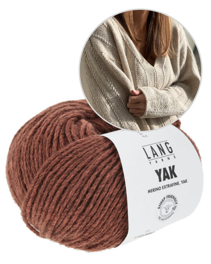 Flow Loop V-Neck | Casual textured stripe pattern from Yak by Lang Yarns