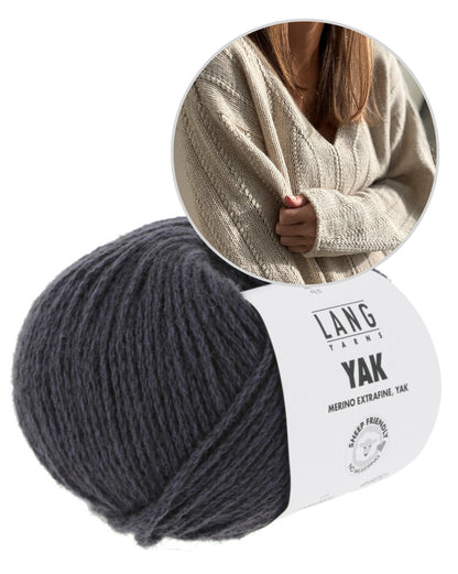 Flow Loop V-Neck | Casual textured stripe pattern from Yak by Lang Yarns