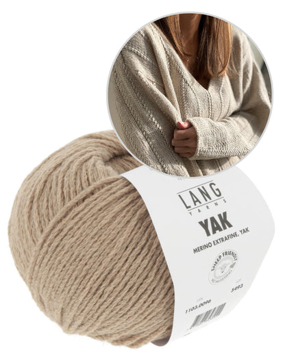 Flow Loop V-Neck | Casual textured stripe pattern from Yak by Lang Yarns