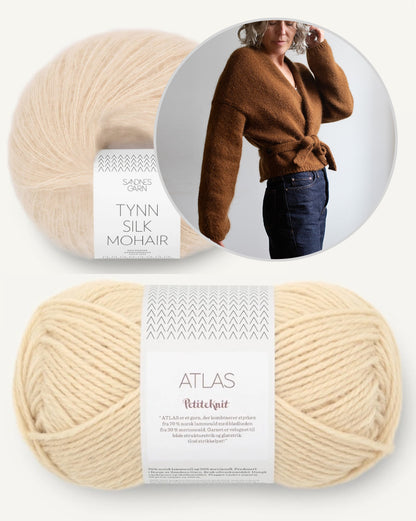 Fold aptinamā jaka | sievišķīga aptinamā jaka no Sandnes Garn Atlas un Tynn Silk Mohair