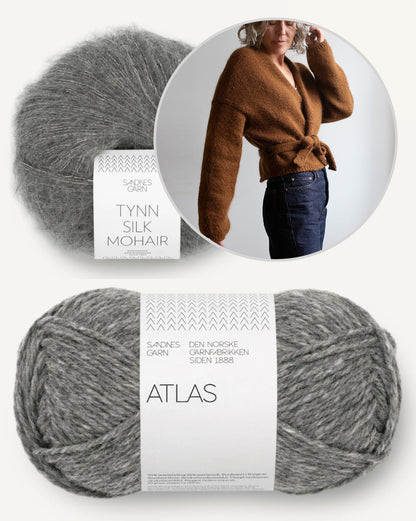 Fold aptinamā jaka | sievišķīga aptinamā jaka no Sandnes Garn Atlas un Tynn Silk Mohair