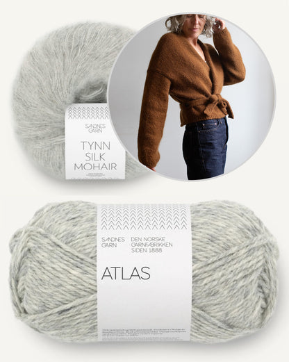 Fold aptinamā jaka | sievišķīga aptinamā jaka no Sandnes Garn Atlas un Tynn Silk Mohair