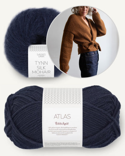 Fold aptinamā jaka | sievišķīga aptinamā jaka no Sandnes Garn Atlas un Tynn Silk Mohair