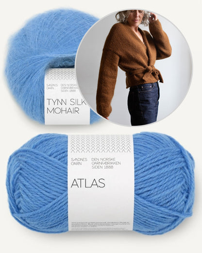 Fold aptinamā jaka | sievišķīga aptinamā jaka no Sandnes Garn Atlas un Tynn Silk Mohair