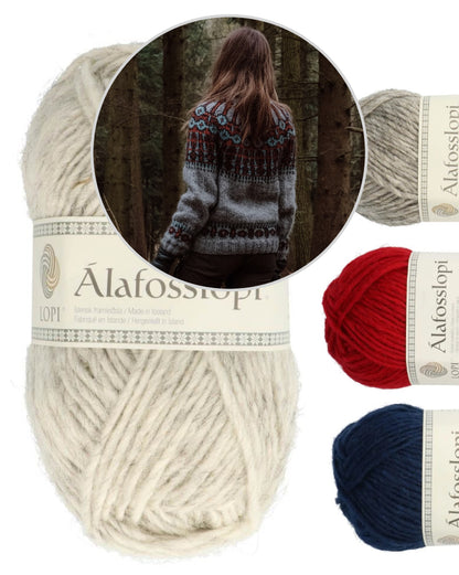 Forest Guard Sweater | kontrastreiches Norwegermuster aus Alafosslopi von Lopi Island