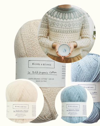 Grain Jumper | motif en porcelaine de Le Petit Organic Cotton et Le Petit Silk Mohair de Biches & Bûches