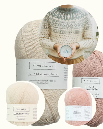 Grain Jumper | motif en porcelaine de Le Petit Organic Cotton et Le Petit Silk Mohair de Biches & Bûches