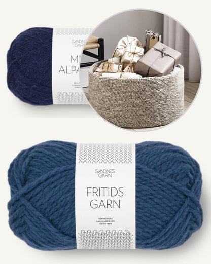 Grand panier | pour un rangement charmant en Fritidsgarn et Mini Alpakka de Sandnes Garn