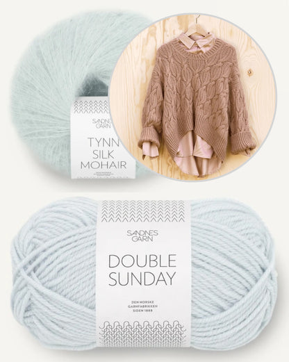 Haley-pullover | kaunis palmikkokuvio Double Sunday- ja Tynn Silk Mohair -langasta Sandnes Garnilta