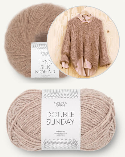 Haley-pullover | kaunis palmikkokuvio Double Sunday- ja Tynn Silk Mohair -langasta Sandnes Garnilta