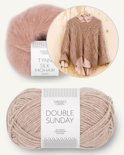Haley-pullover | kaunis palmikkokuvio Double Sunday- ja Tynn Silk Mohair -langasta Sandnes Garnilta