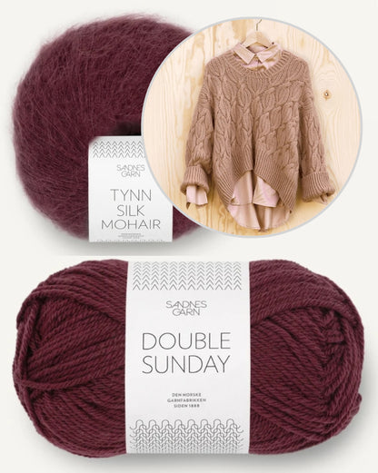 Haley-pullover | kaunis palmikkokuvio Double Sunday- ja Tynn Silk Mohair -langasta Sandnes Garnilta