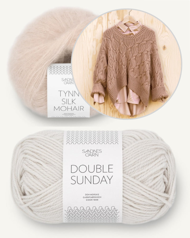 Haley-pullover | kaunis palmikkokuvio Double Sunday- ja Tynn Silk Mohair -langasta Sandnes Garnilta