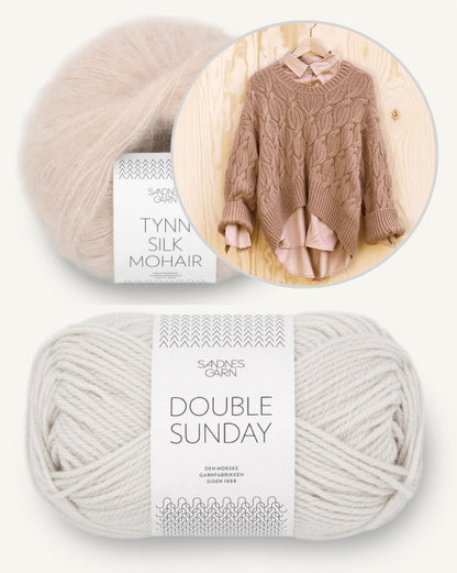 Haley-pullover | kaunis palmikkokuvio Double Sunday- ja Tynn Silk Mohair -langasta Sandnes Garnilta