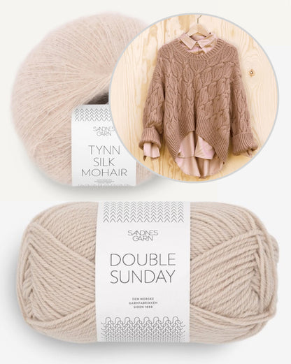 Haley-pullover | kaunis palmikkokuvio Double Sunday- ja Tynn Silk Mohair -langasta Sandnes Garnilta