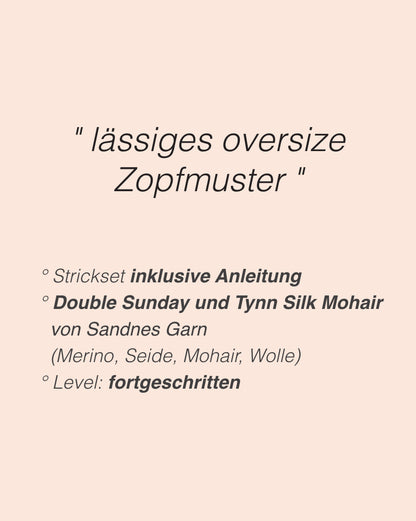 Haley-pullover | kaunis palmikkokuvio Double Sunday- ja Tynn Silk Mohair -langasta Sandnes Garnilta